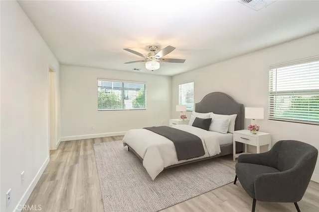 a bed room with a bed and a couch