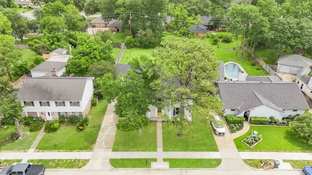 an aerial view of a house