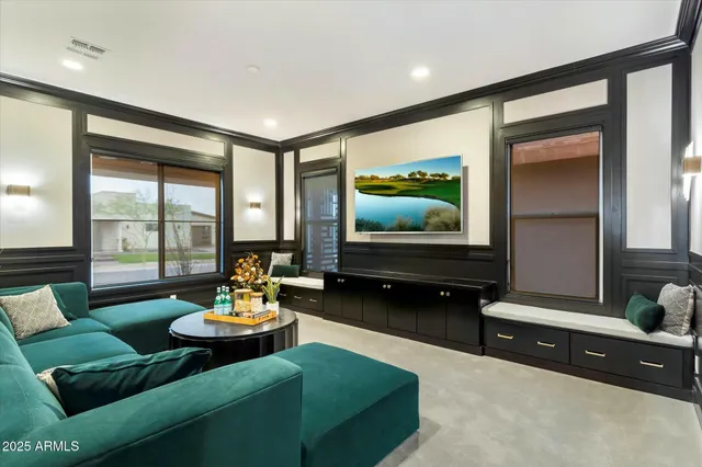 a dining hall with many tables and chairs