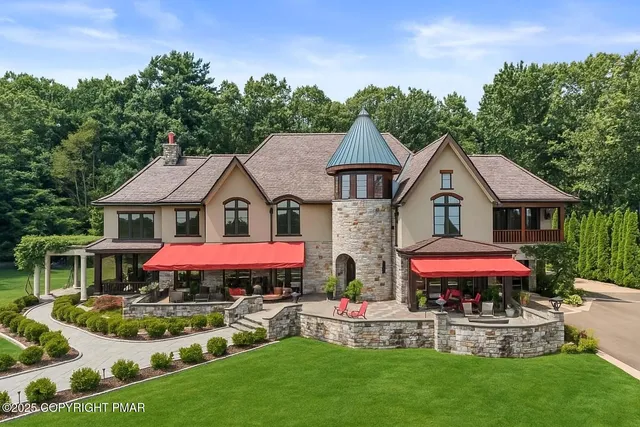 a view of a lake with a mountain in the background
