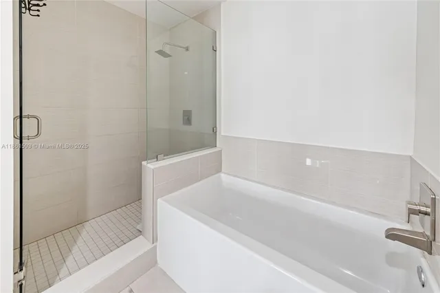 a bathroom with a bathtub