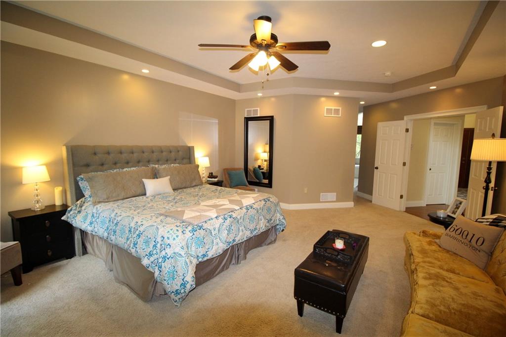2138 Beams Run Road Jefferson Hills, PA 15025 - Photo 10 of 25 Large first floor master suite with a tray ceiling, recessed lighting, and ceiling fan.