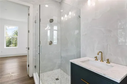 a bathroom with a shower