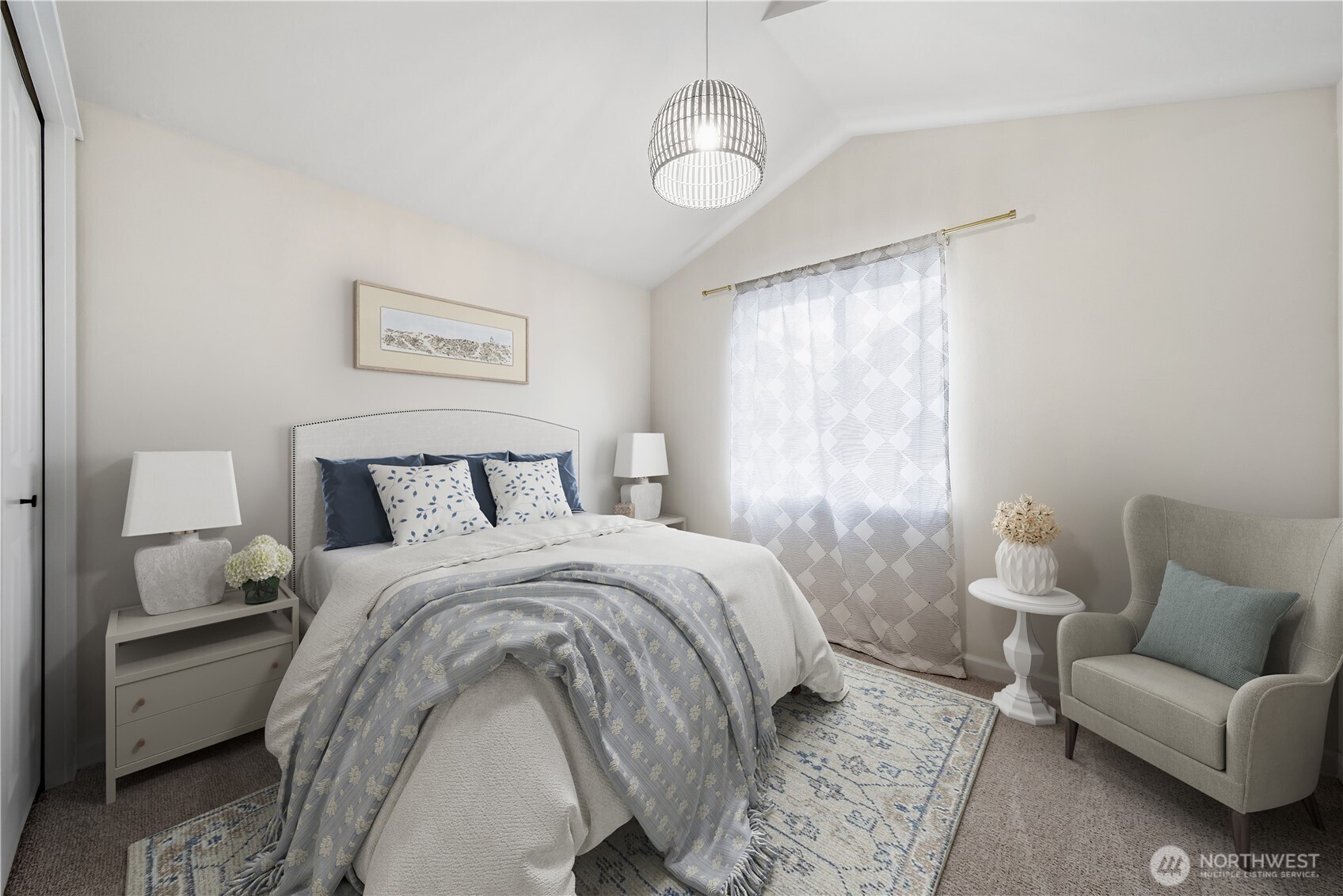 1122 North 92nd Street, Unit B Seattle, WA 98103 - Photo 18 of 28 a bedroom with a bed and a couch