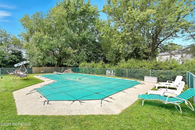 a garden view with a seating space