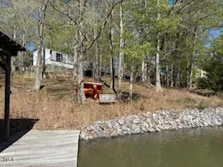 a view of a lake with a house
