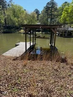 a view of a lake with a car parked