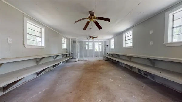 a view of a door and a window