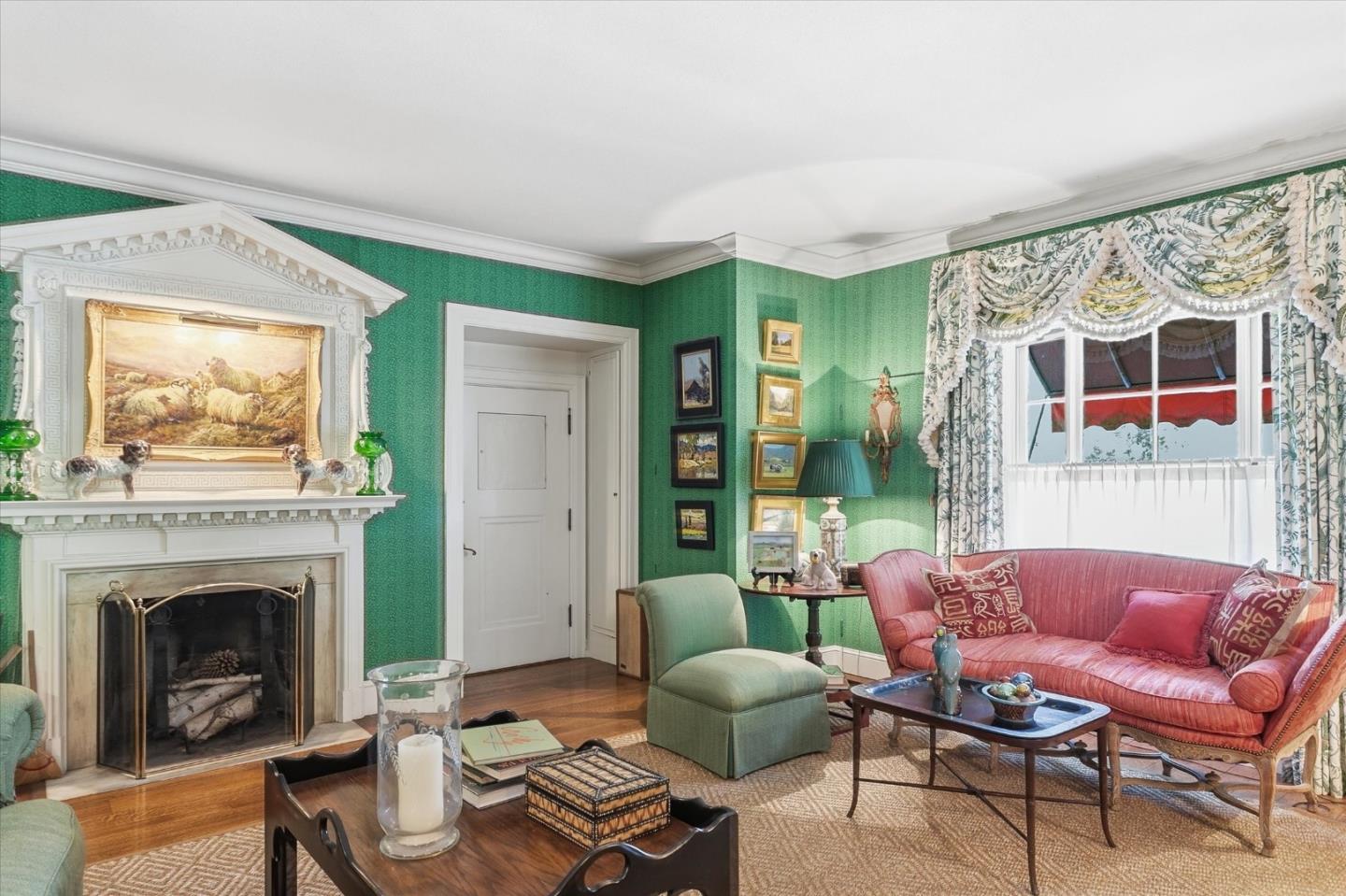 18000 Overlook Road Los Gatos, CA 95030 - Photo 28 of 78 a living room with furniture a flat screen tv and a fireplace