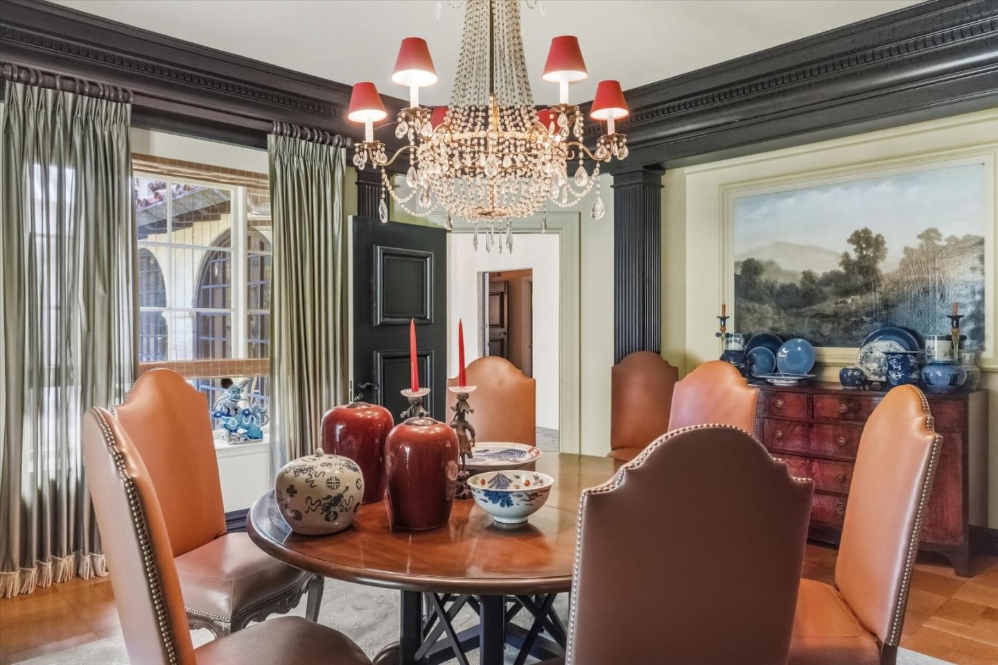 18000 Overlook Road Los Gatos, CA 95030 - Photo 33 of 78 a view of a dining room with furniture wooden floor and chandelier