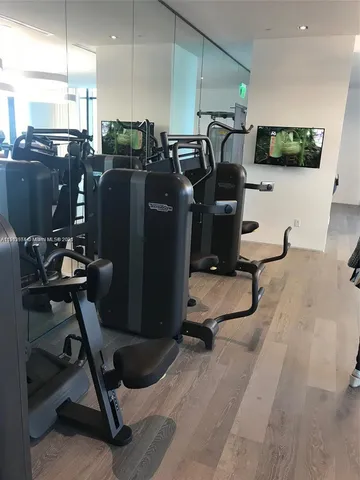 a room with gym equipment