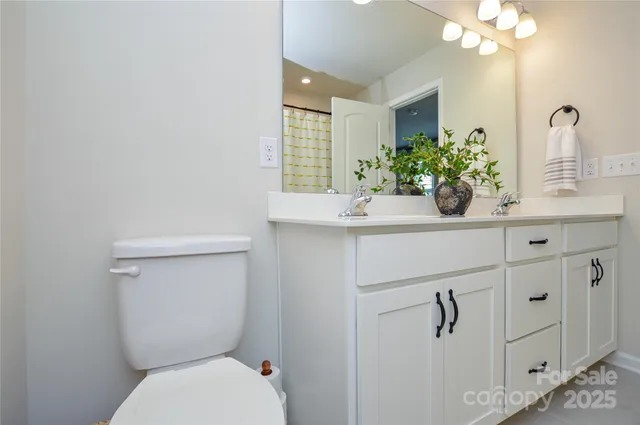 a bathroom with a sink a toilet and mirror