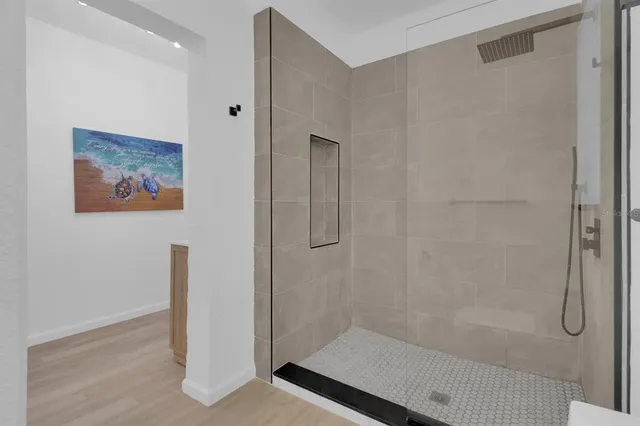 a bathroom with a shower