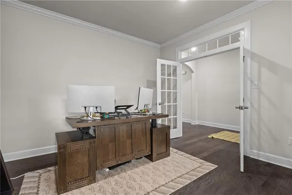 a workspace with furniture and window