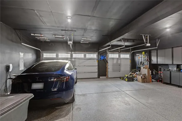a car parked in a garage