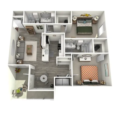 a view of a swimming pool with a patio