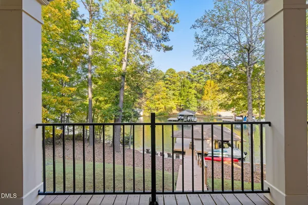 a house view with a lake view