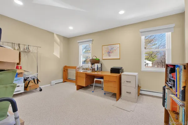 a workspace with furniture