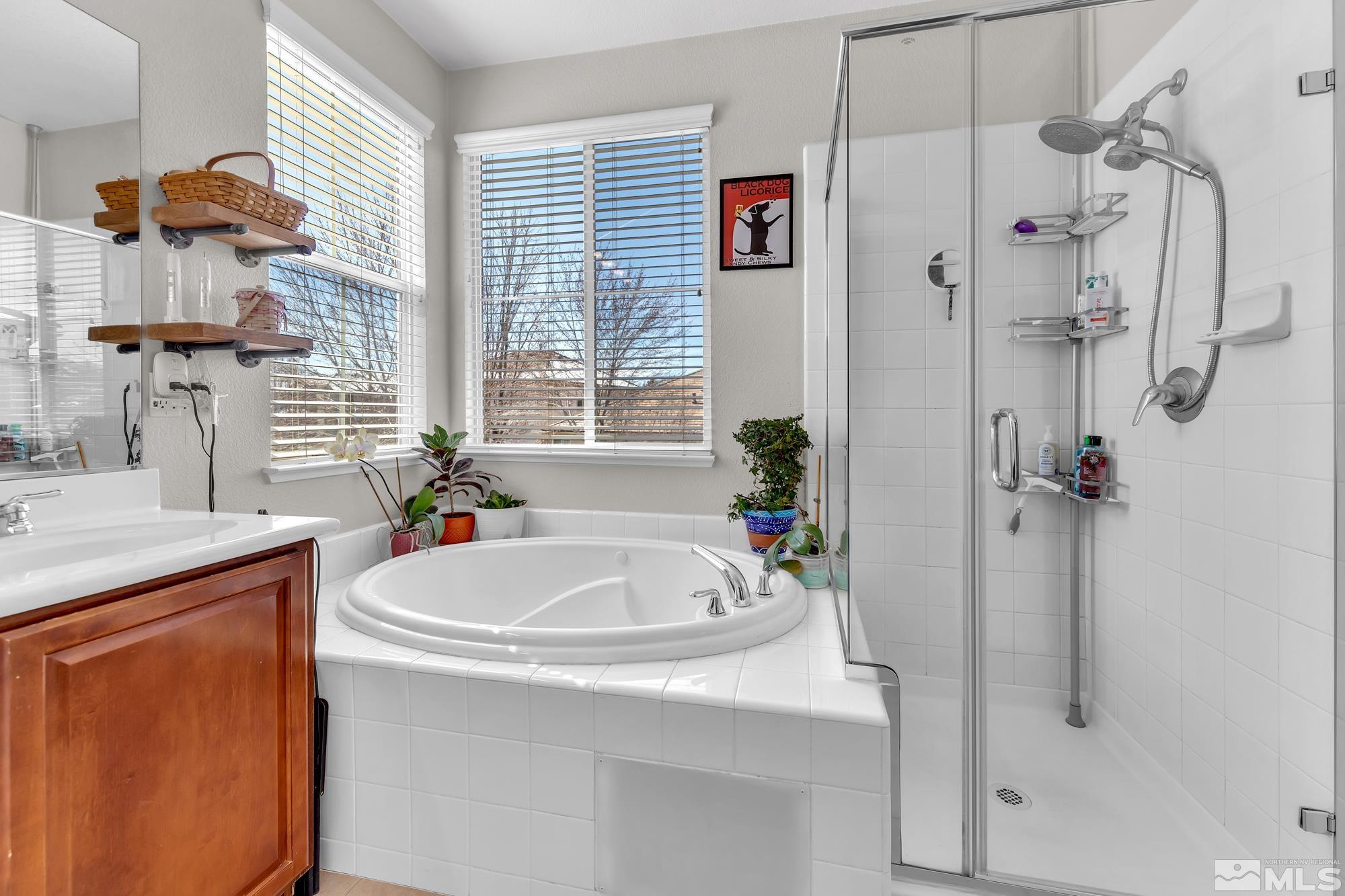 596 Needles Court Reno, NV 89521 - Photo 24 of 40 a bathroom with a tub sink and mirror