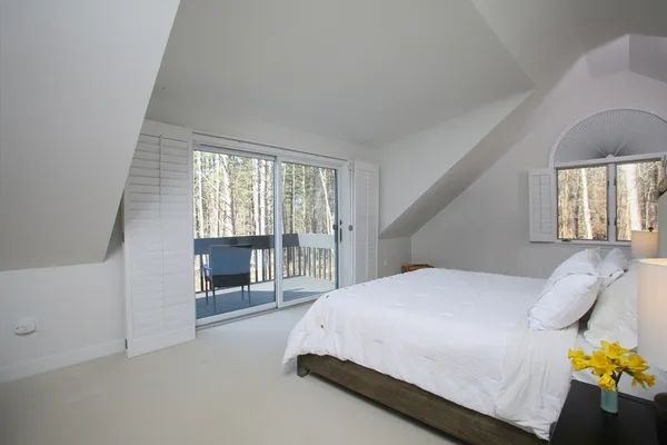 a bed room with a bed and a closet