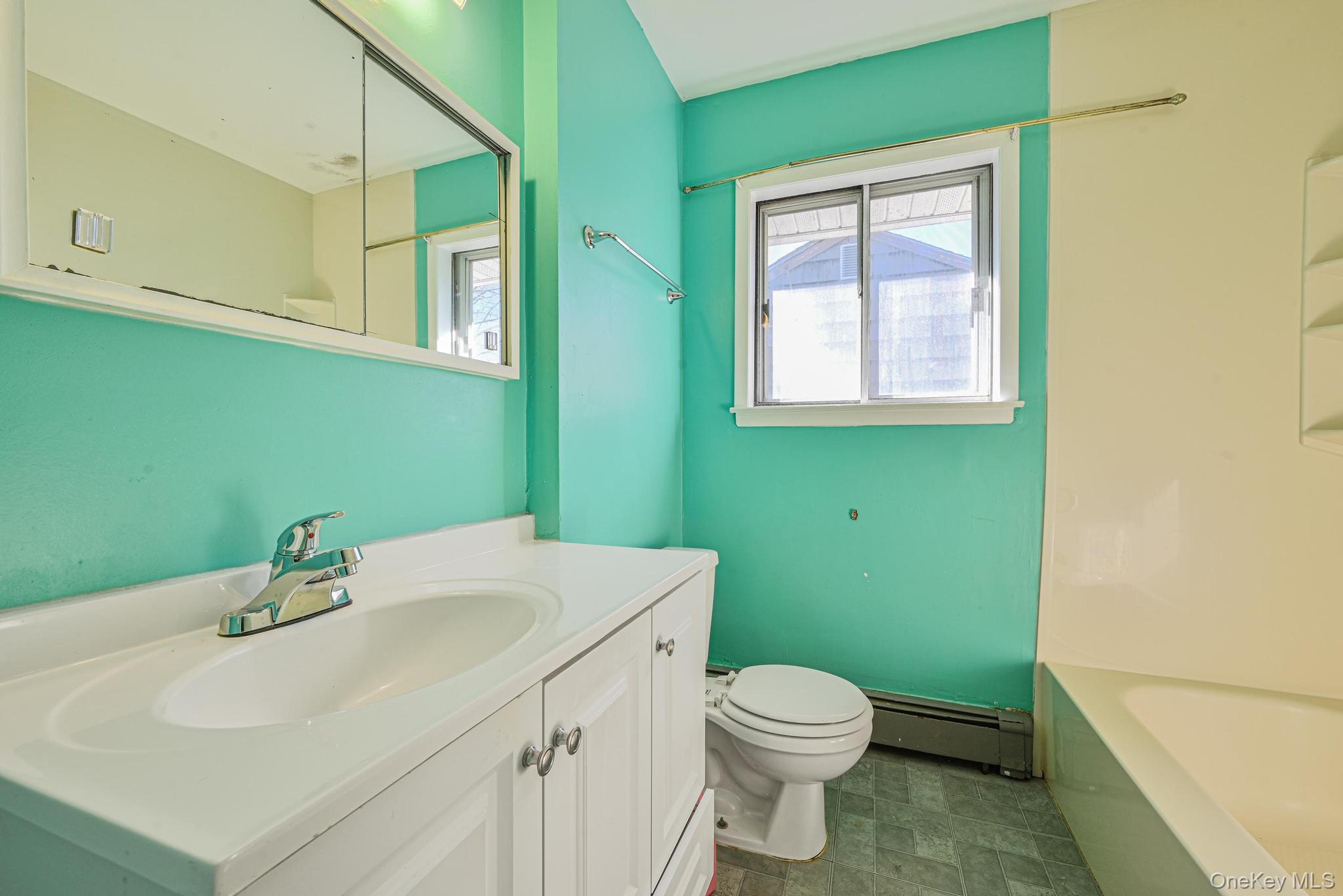 3 Healy Street Huntington, NY 11743 - Photo 8 of 20 a bathroom with a sink a toilet and a mirror