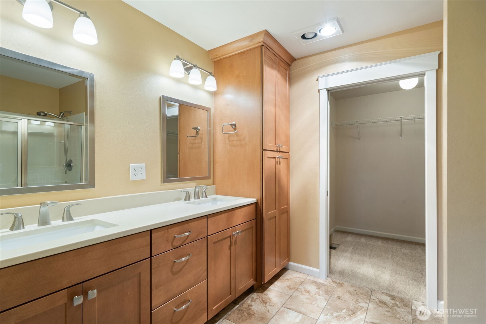 321 East Soderberg Road, Unit D12 Allyn, WA 98524 - Photo 24 of 37 a spacious bathroom with a double vanity sink mirror and