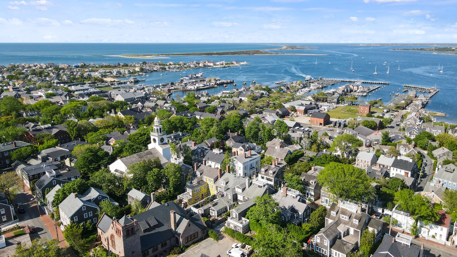 19 Orange Street Nantucket, MA 02554 - Photo 82 of 85 an aerial view of a houses with a yard