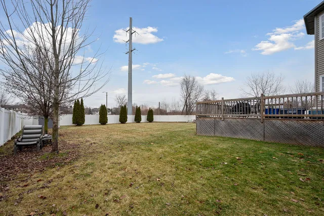 a bathroom with a sink and a yard