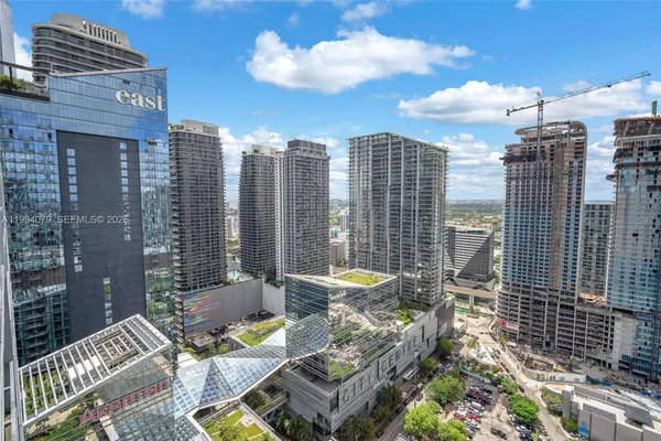 a view of a city from a balcony