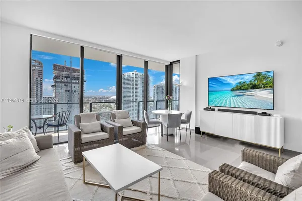 a view of balcony with furniture