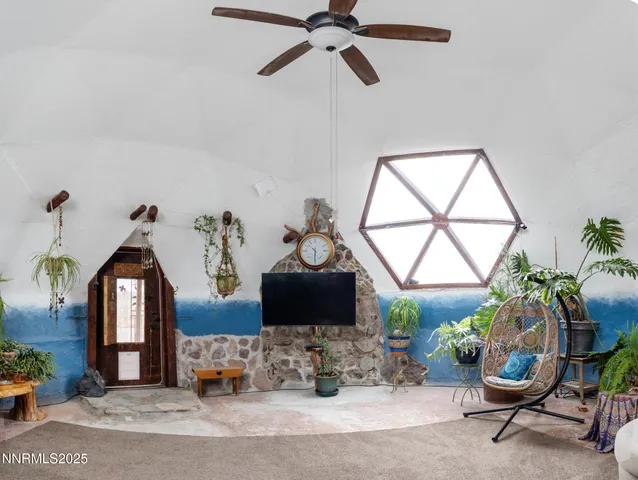 an outdoor view with patio