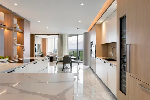 a living room with furniture a flat screen tv and a large window