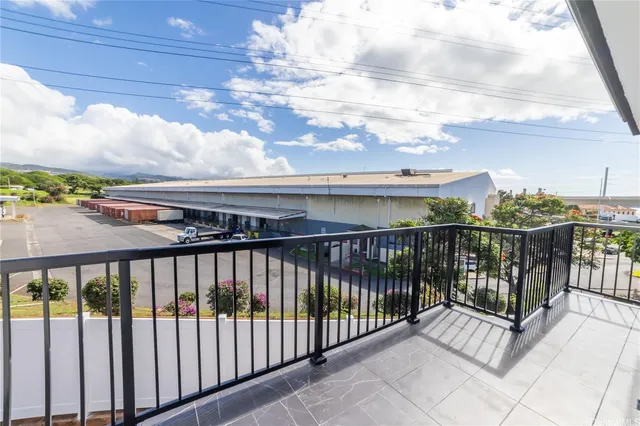 a view of a balcony with city view