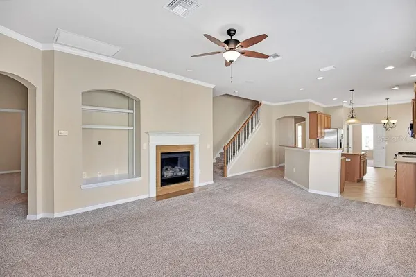 a view of a livingroom with a fireplace