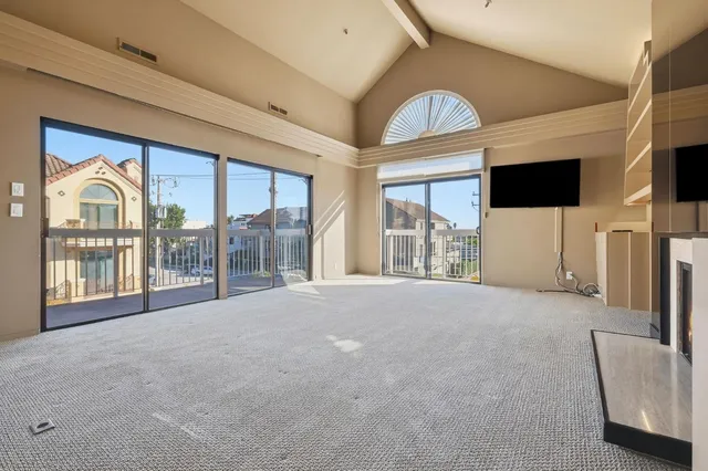 a view of a livingroom with a window