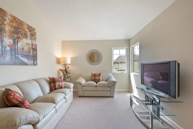 a living room with furniture a couch and a flat screen tv