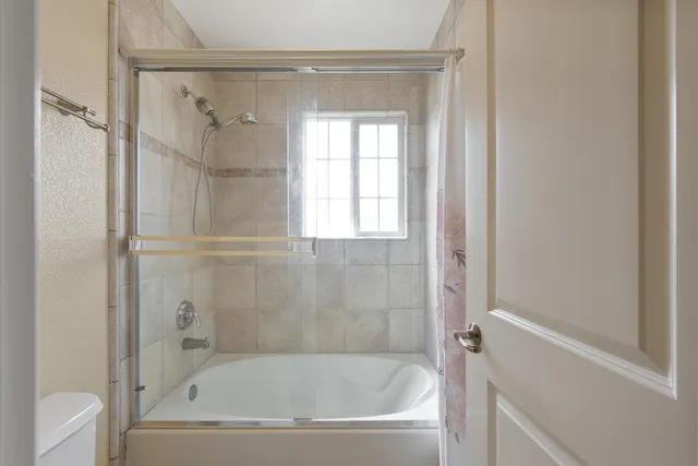 a bathroom with a bathtub