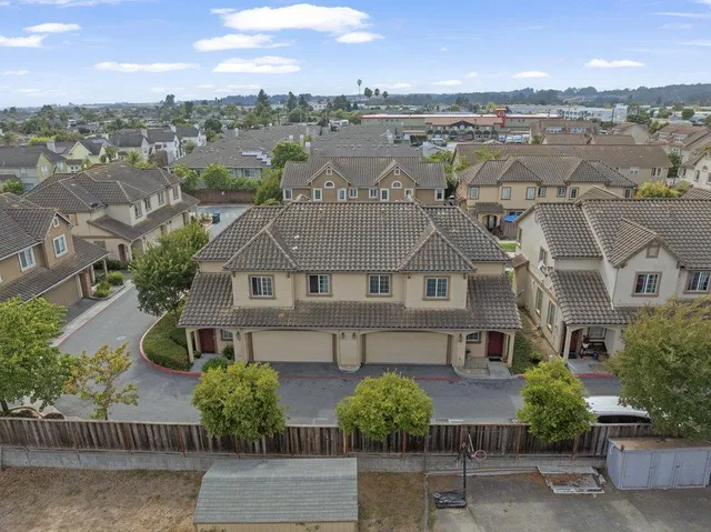 an aerial view of a house