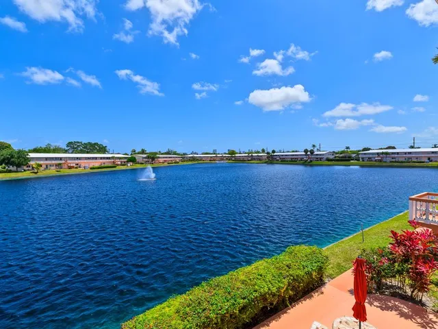a view of a lake with a city view