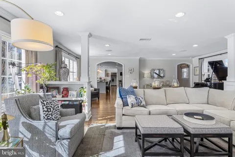 a view of a dining room with furniture and window