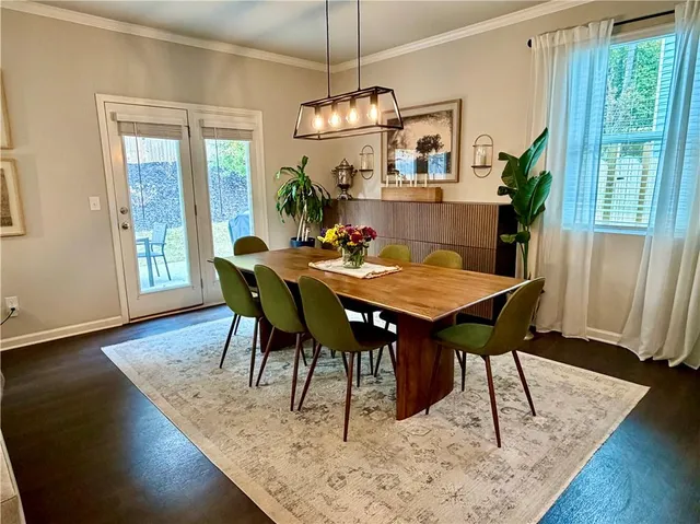a view of a dining room and livingroom view