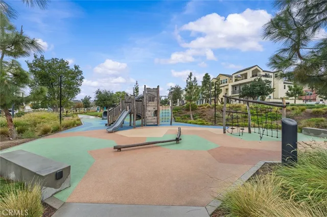 a park view with a bench