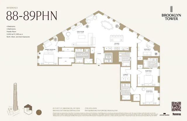 $4,995,000 | 85 Fleet Street, Unit 88PHN | Downtown Brooklyn