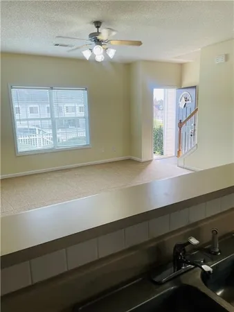 an empty room with windows
