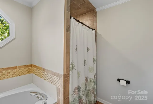 a bathroom with a bathtub