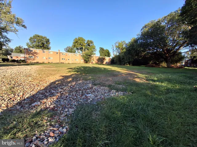 a view of a field with an trees