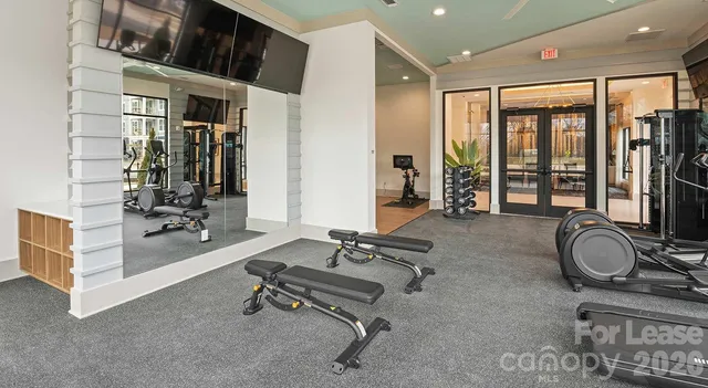 a room with gym equipment