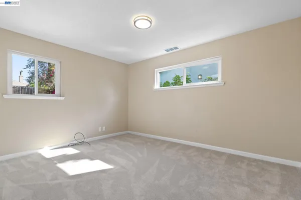 an empty room with a workbench