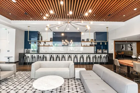 a living room with furniture