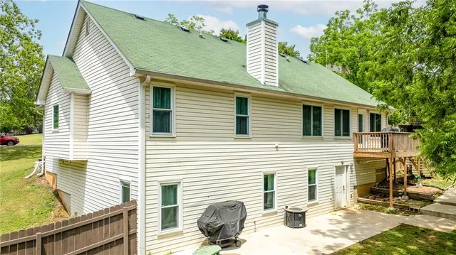 a front view of a house with patio